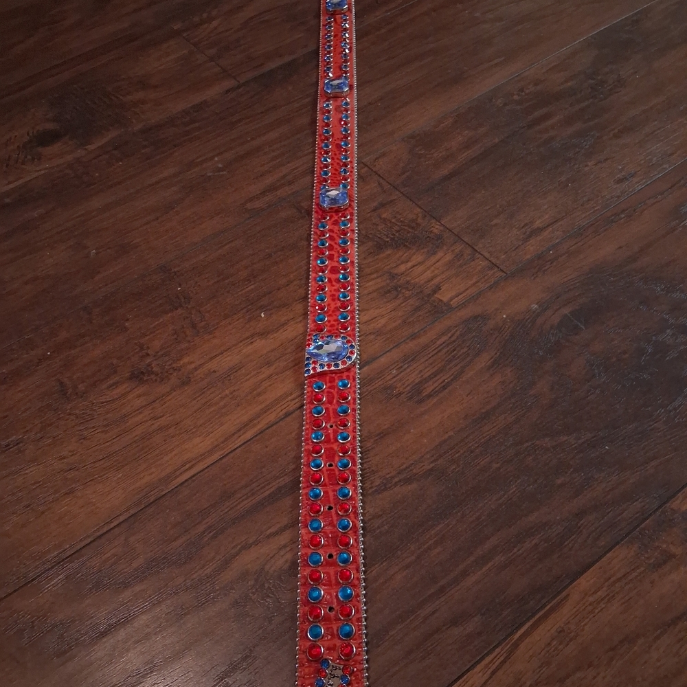 Studded Red and Blue Belt - Picture 5 of 5
